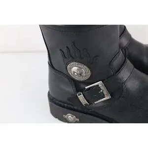 Vtg 90s Harley Davidson Mens 8.5 Distressed Fire Flames Skull Moto Boots Black Harley-Davidson | Shoes | Vtg 9s Harley Davidson Mens 85  main image 4